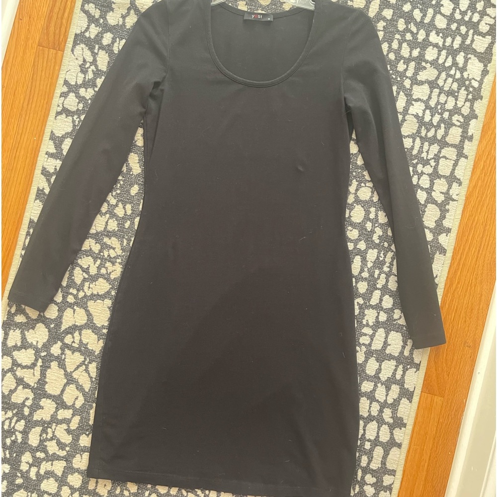 Yest Black Long Sleeve Stretchy Dress